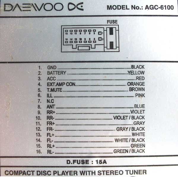 Daewoo Radio Wiring Diagrams